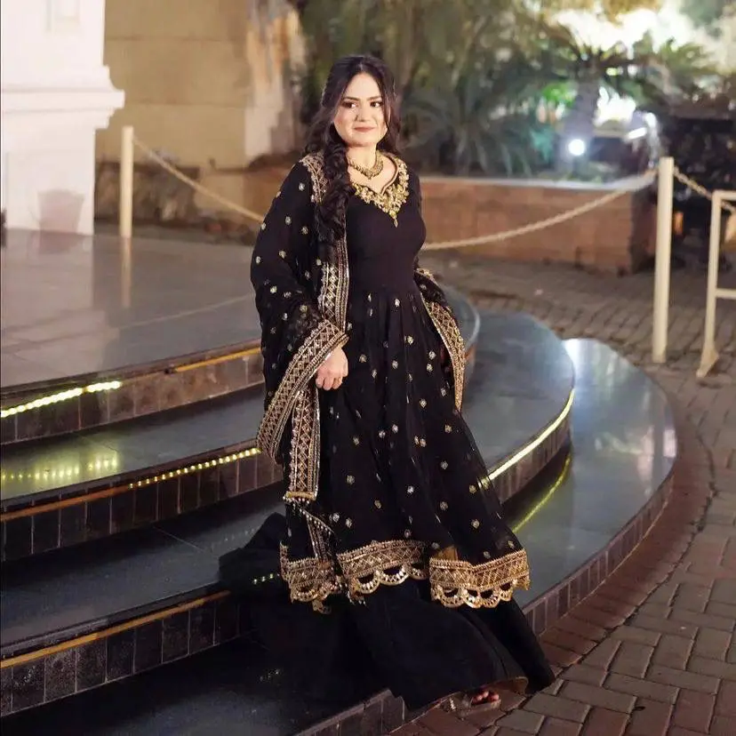 Ebony Gold Royal Sharara Set