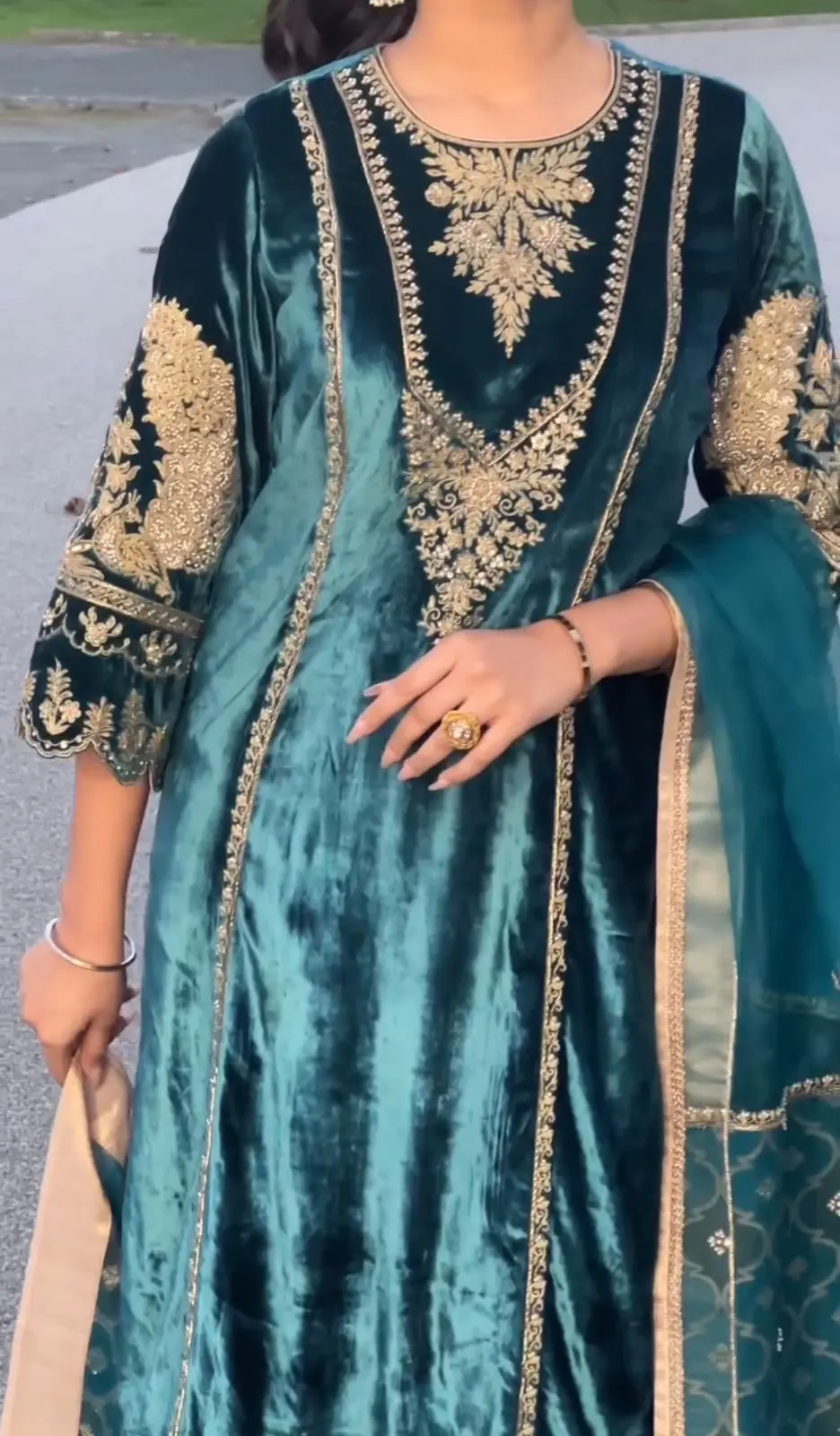 Elegant Teal Embroidered Salwar Kameez with Dupatta
