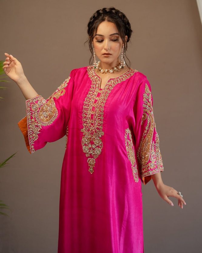 Royal Fuchsia Kurta Palazzo With Dupatta Set