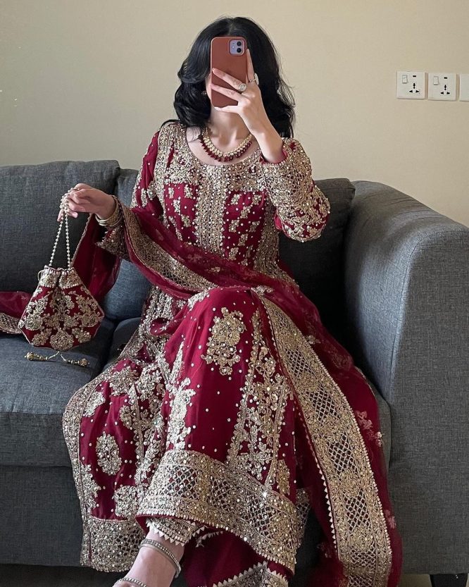 Royal Scarlet Kurta Palazzo And Dupatta Set