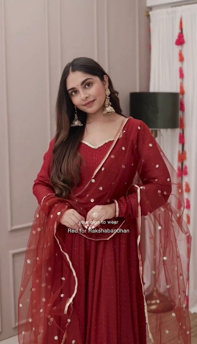 Scarlet Elegance Anarkali Set