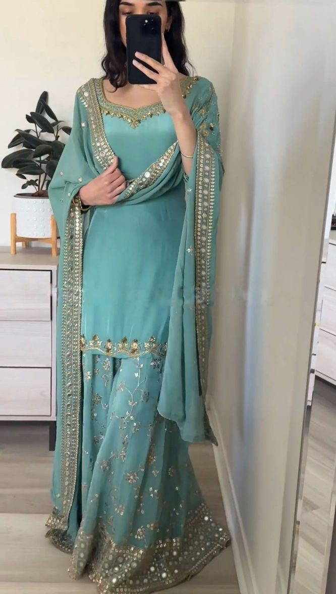 Midnight Glam Kurti Palazzo Dupatta Set