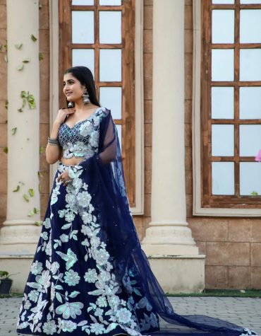 Premium Sequin Work Lehenga Crop Top With Dupatta
