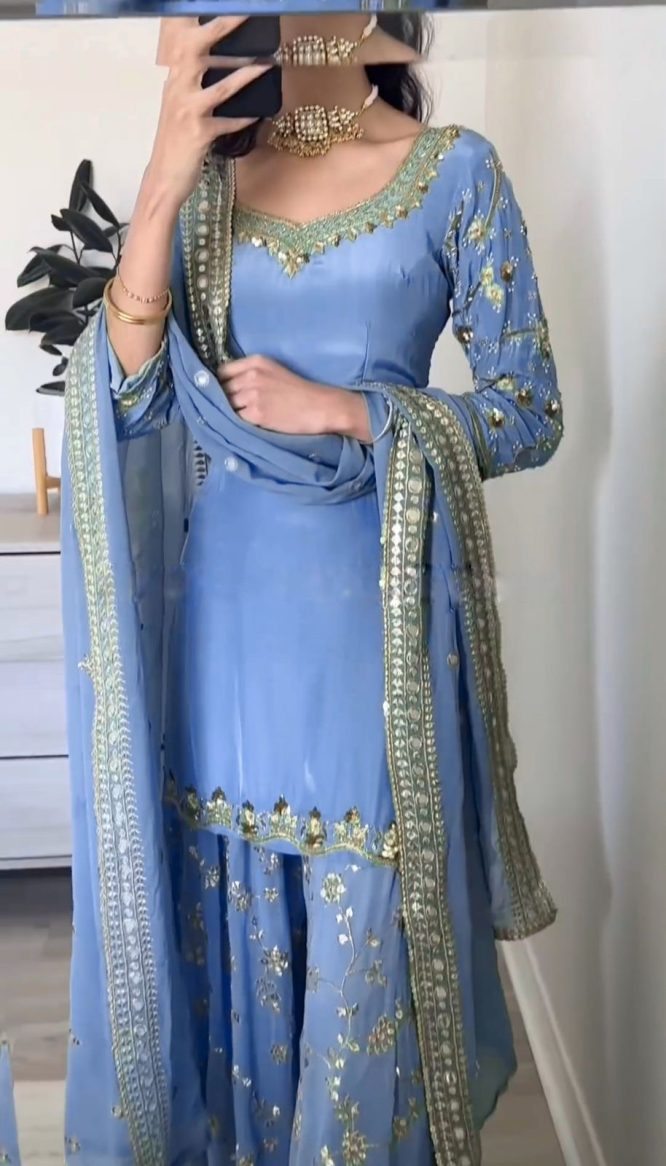 Midnight Glam Kurti Palazzo Dupatta Set