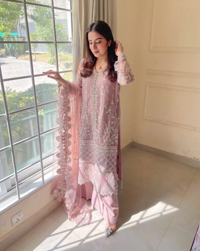 Pastel Pink  Embroidered Sharara Set