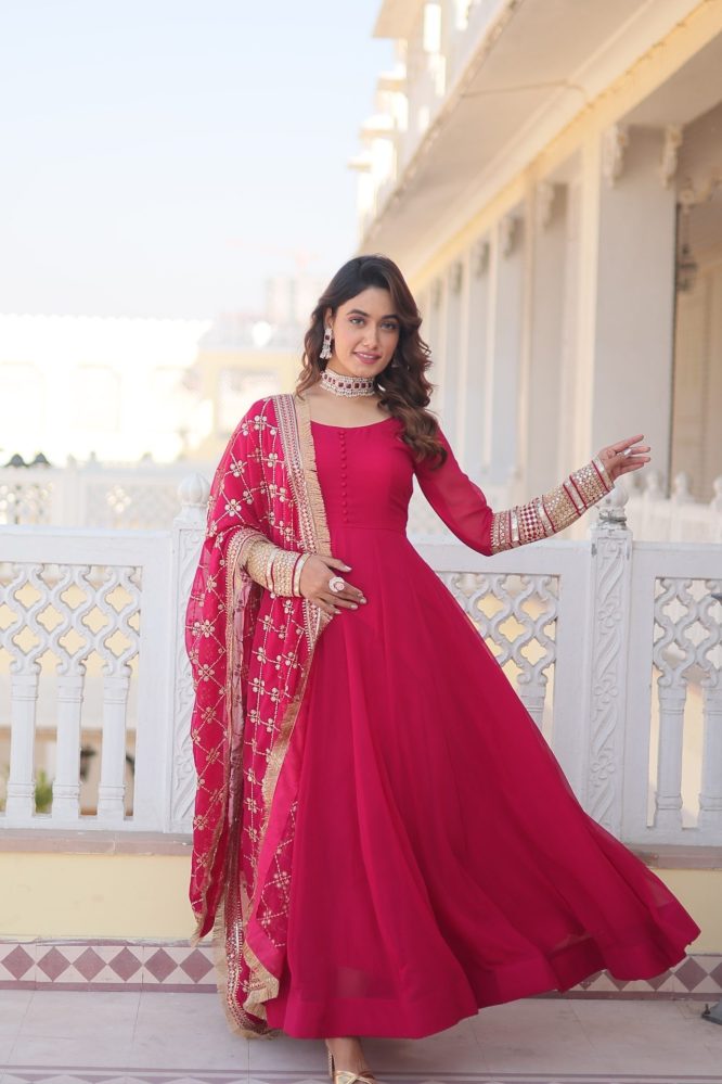 Blossom Elegance Gown with Dupatta