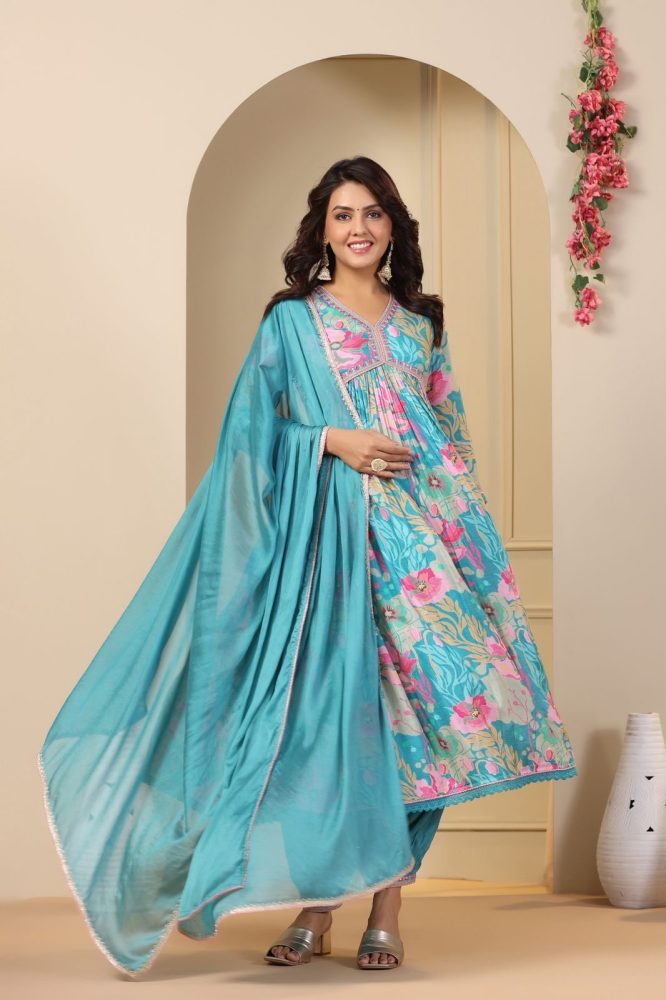 Floral Fantasy Anarkali Suit Set