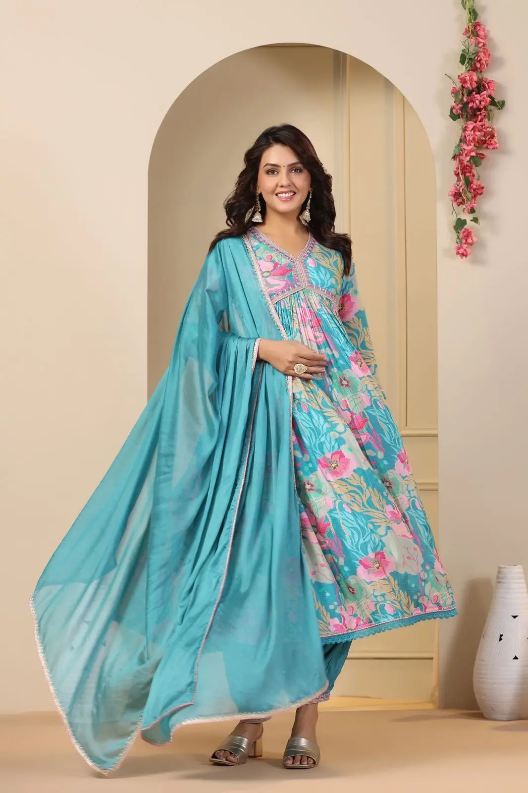 Floral Fantasy Anarkali Suit Set