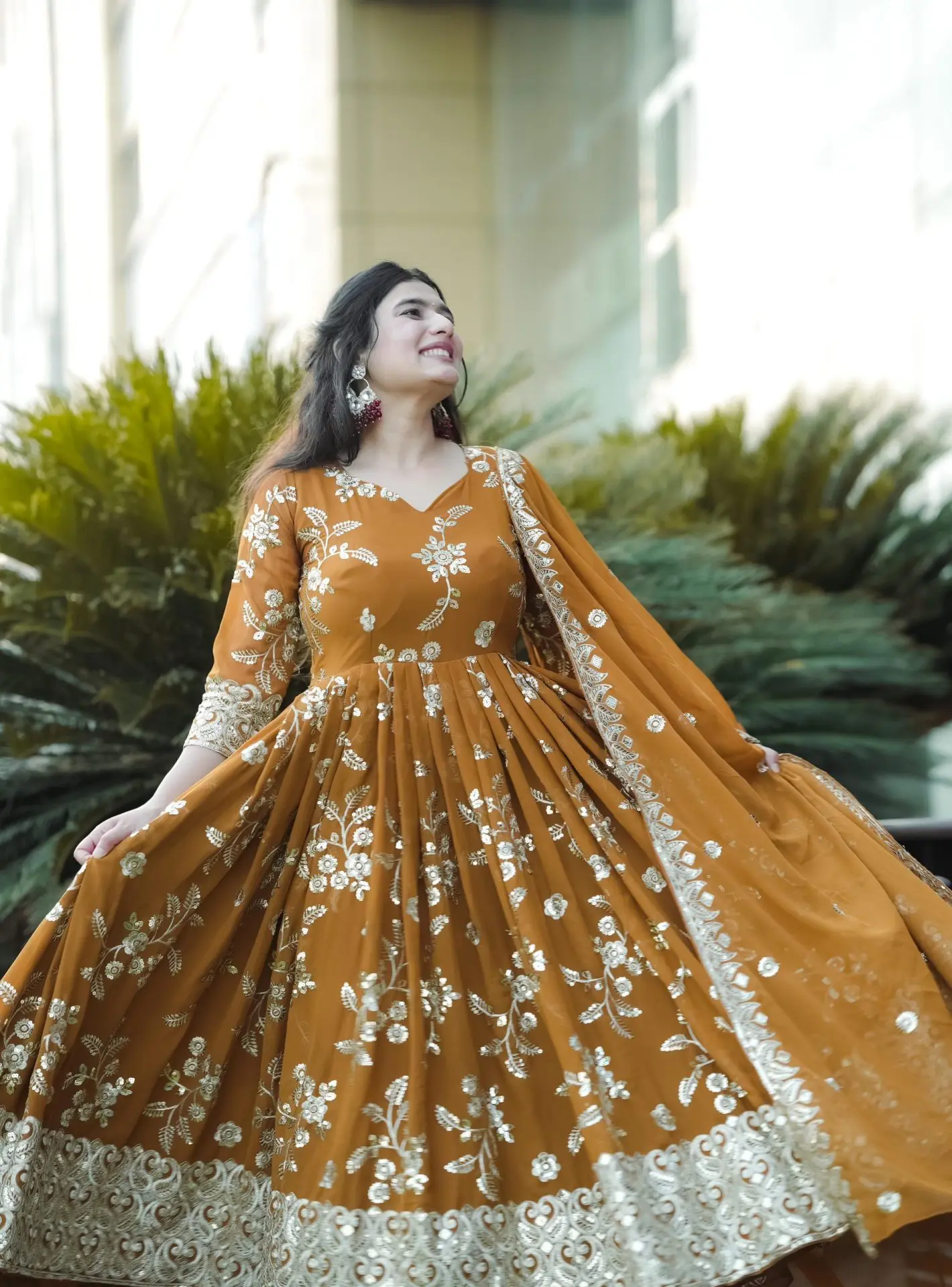 Amber Elegance Floral Anarkali Suit
