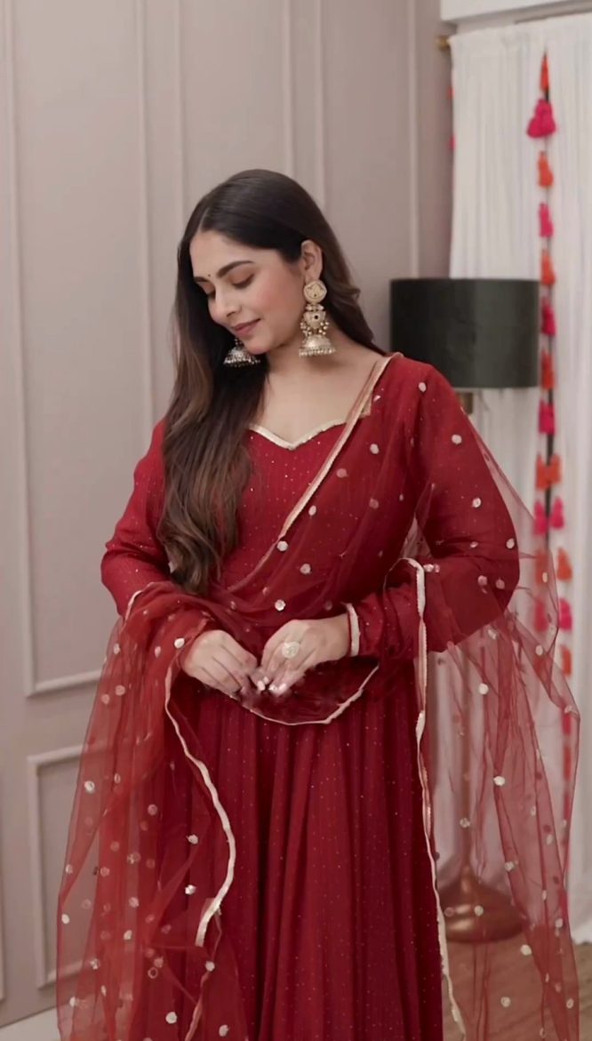 Scarlet Elegance Anarkali Set