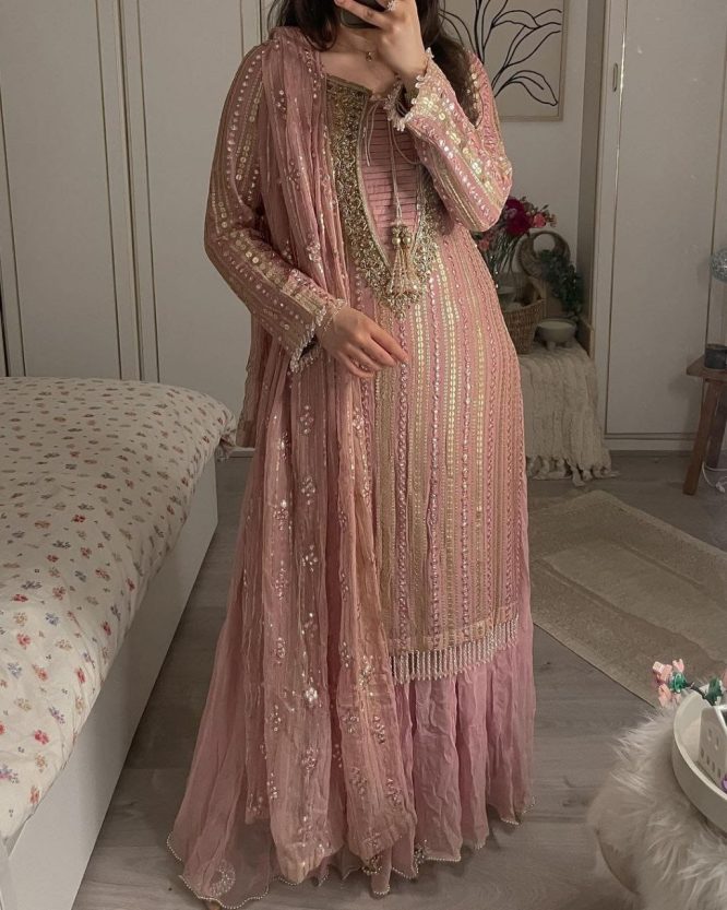 Royal Shimmer Party Wear Designer Top Pant Dupatta Set
