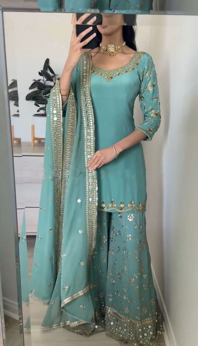 Midnight Glam Kurti Palazzo Dupatta Set