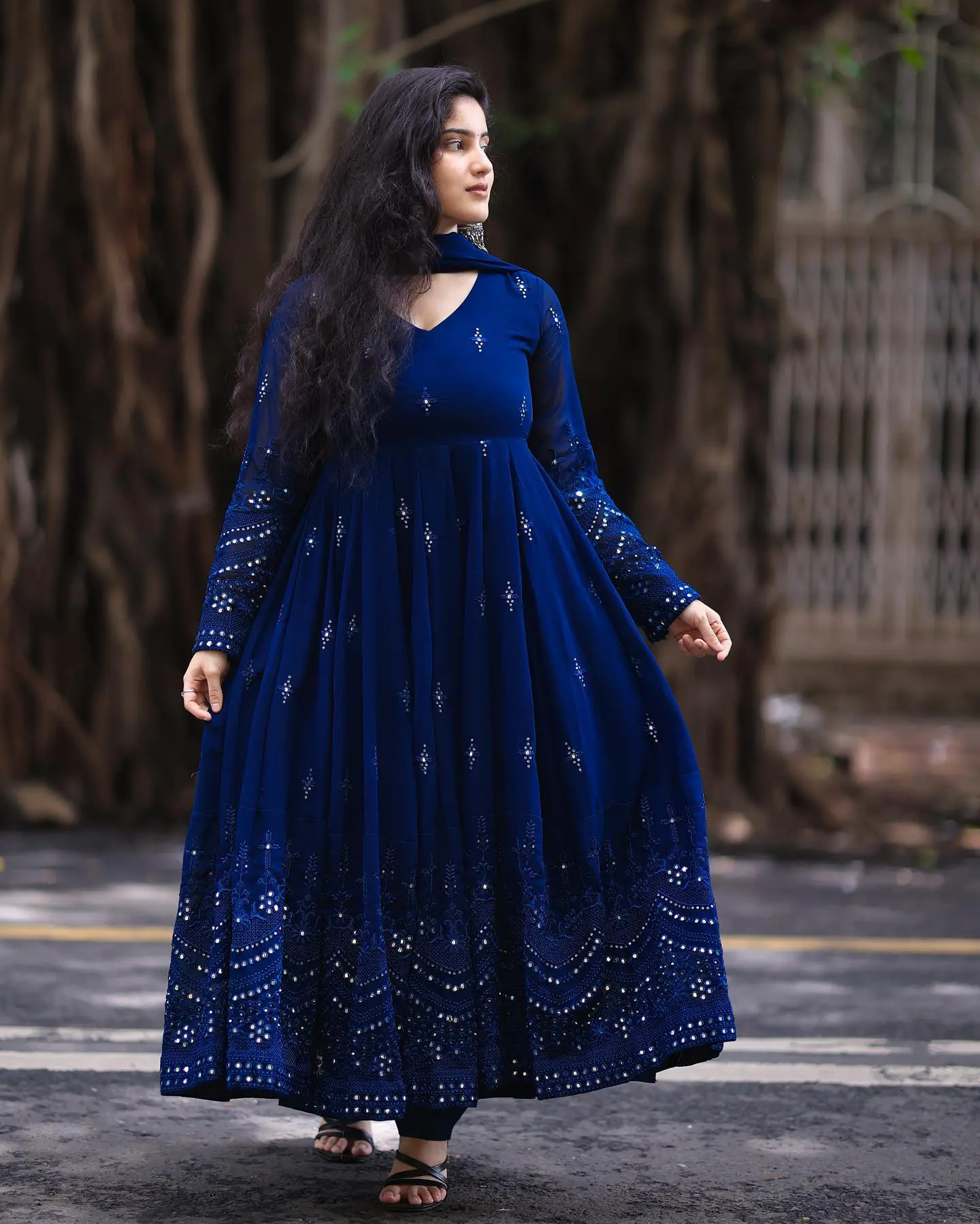 Midnight Serenity Georgette Embroidered Suit Set