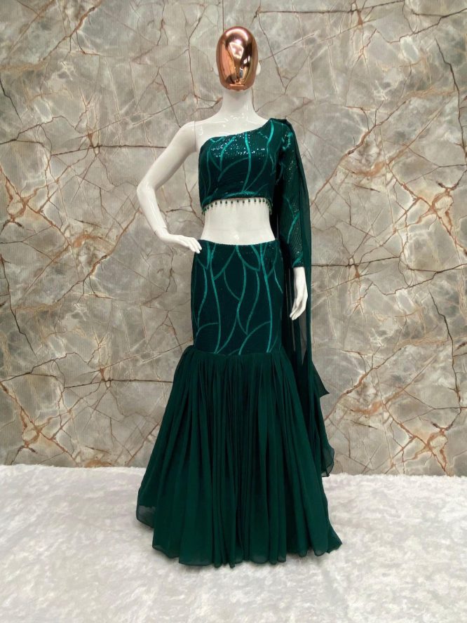 Party Perfect Embroidered Fusion Lehenga   Saree