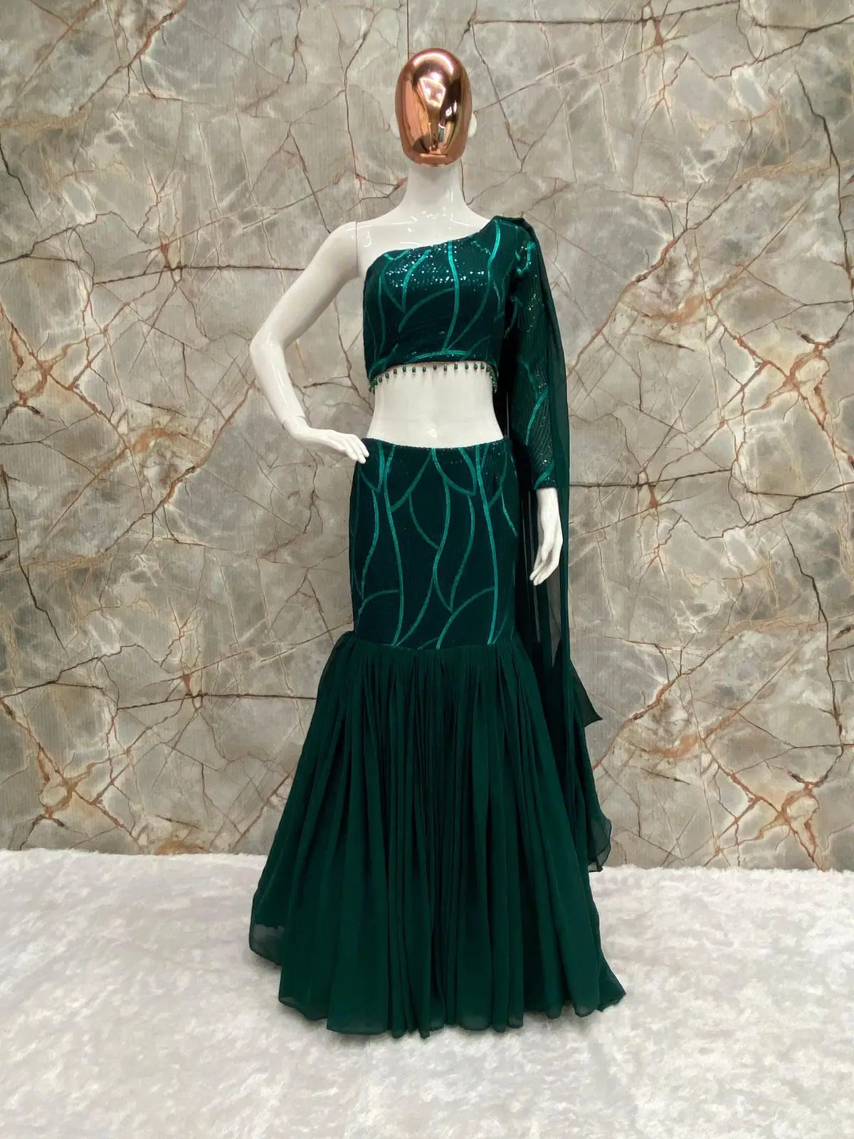 Party Perfect Embroidered Fusion Lehenga   Saree