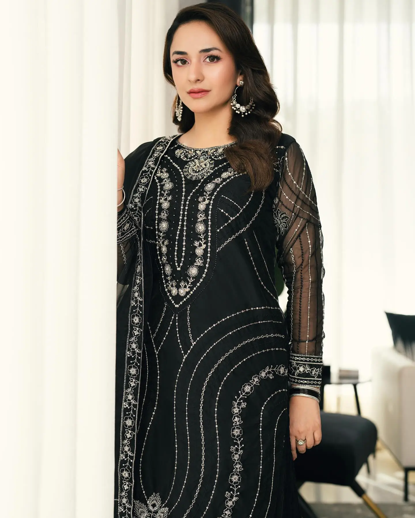 Black Suit With Silver Embroidery