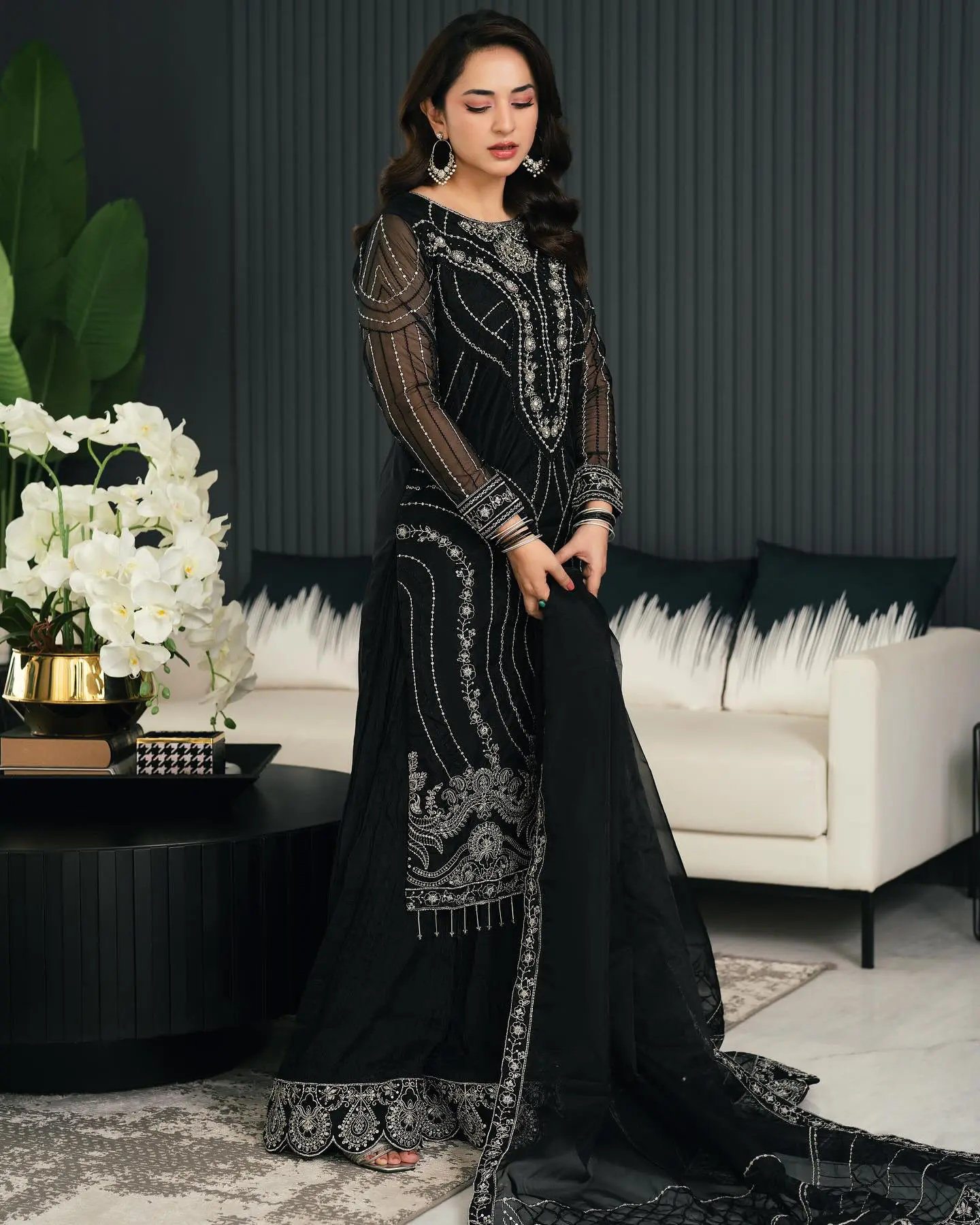 Black Suit With Silver Embroidery