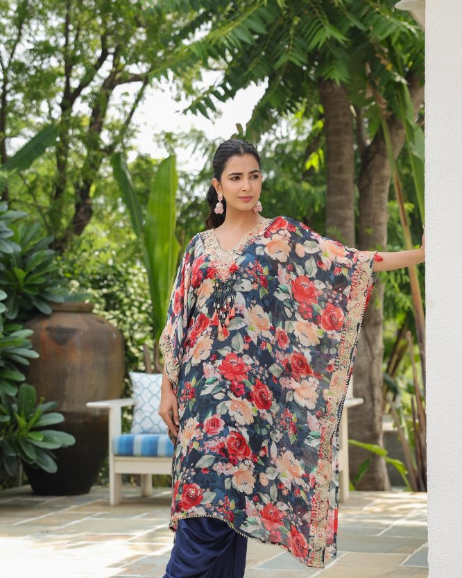 Midnight Garden Floral Premium Kaftan