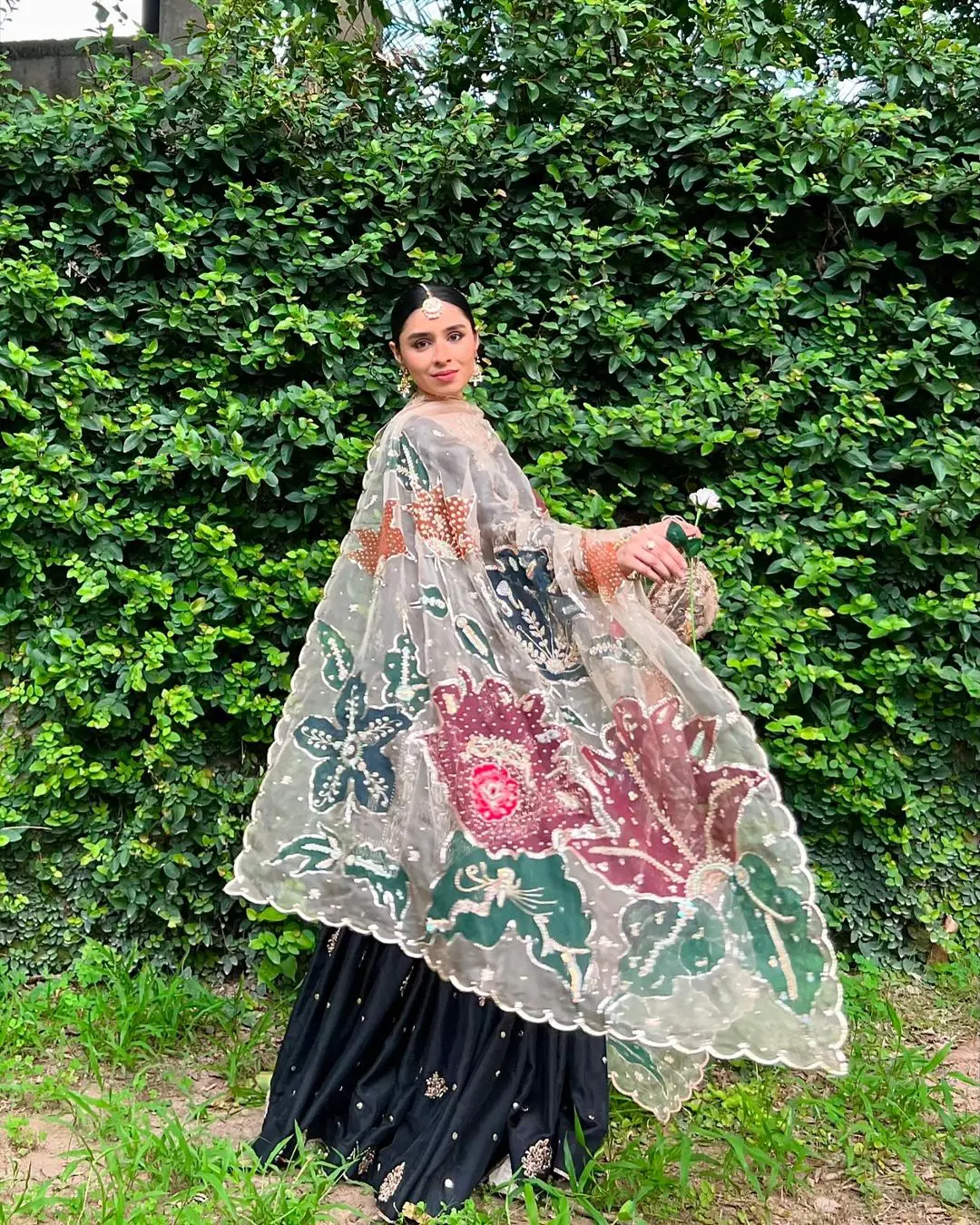 Midnight Gold Embroidered Sharara with Luxe Handcrafted Dupatta