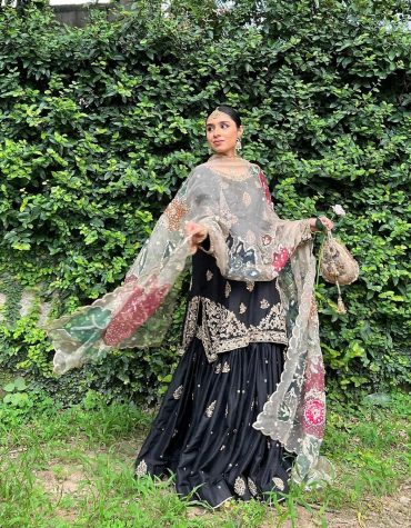 Midnight Gold Embroidered Sharara with Luxe Handcrafted Dupatta