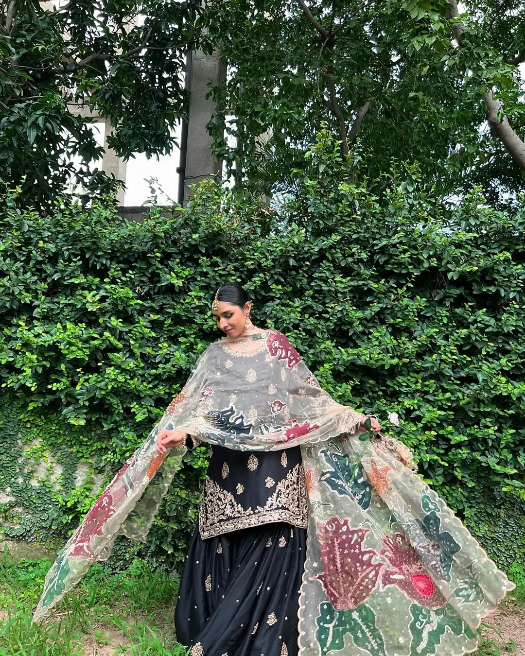 Midnight Gold Embroidered Sharara with Luxe Handcrafted Dupatta