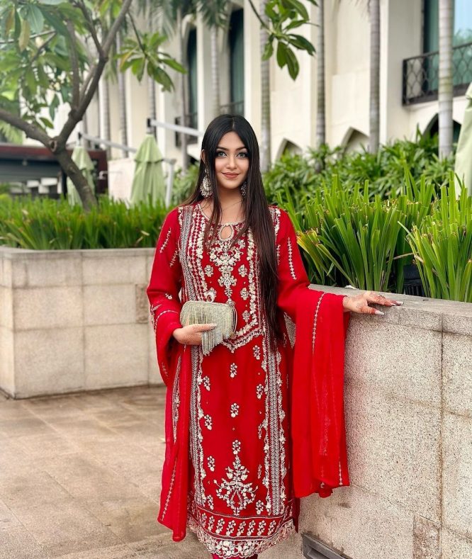 Elegant Designer Sequin Embroidered Top, Pant & Dupatta Set