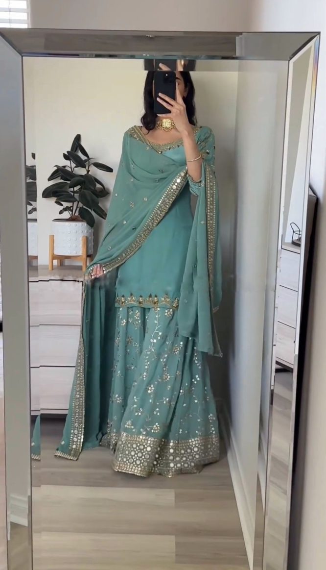 Midnight Glam Kurti Palazzo Dupatta Set