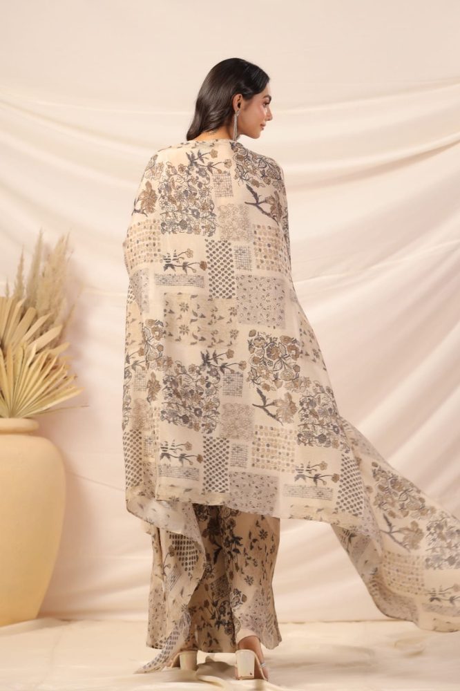 Elegant Croptop Palazzo and Cape Set