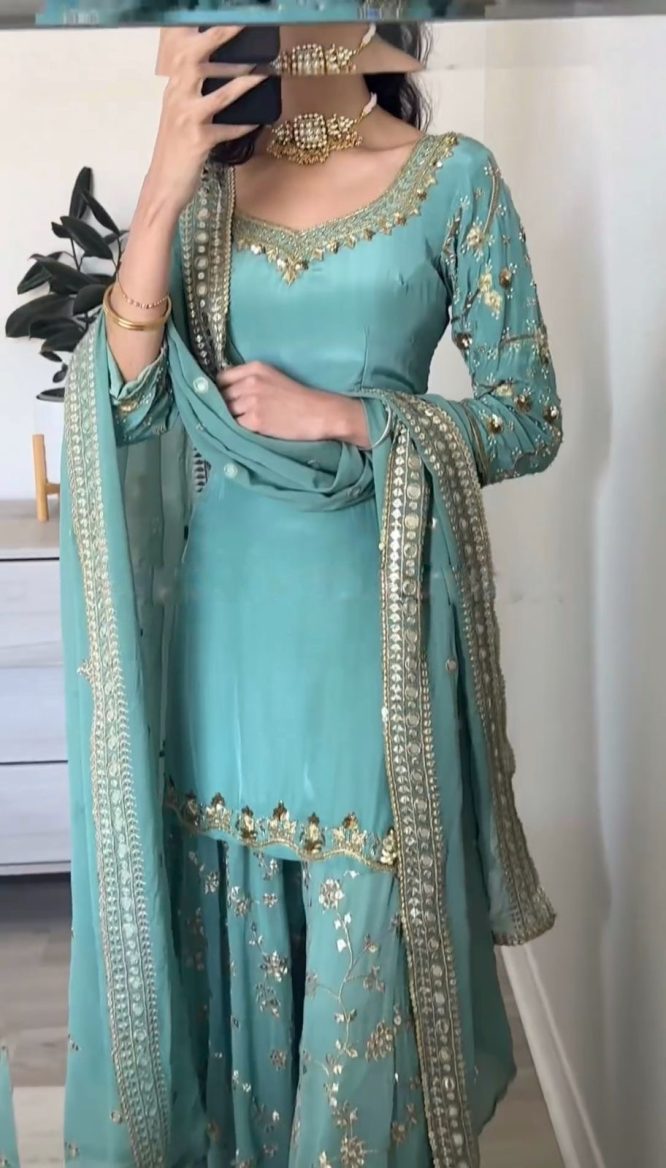 Midnight Glam Kurti Palazzo Dupatta Set