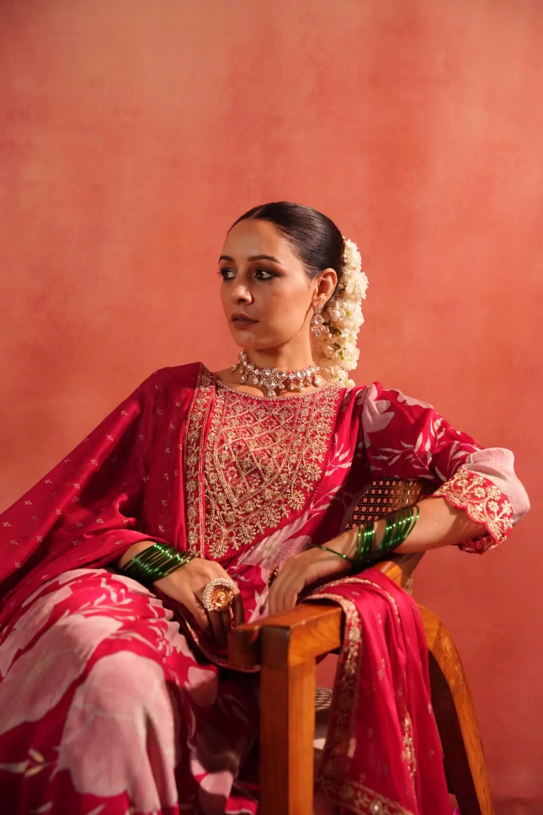 Premium Chinnon Floral Anarkali Suit Set With Dupatta