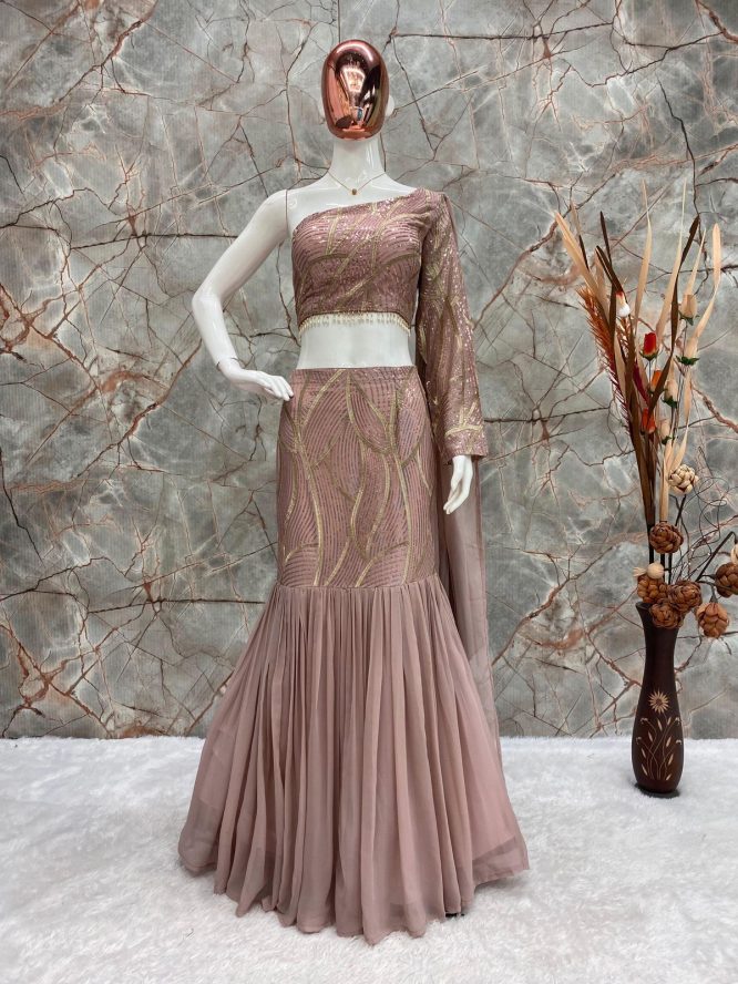 Party Perfect Embroidered Fusion Lehenga   Saree