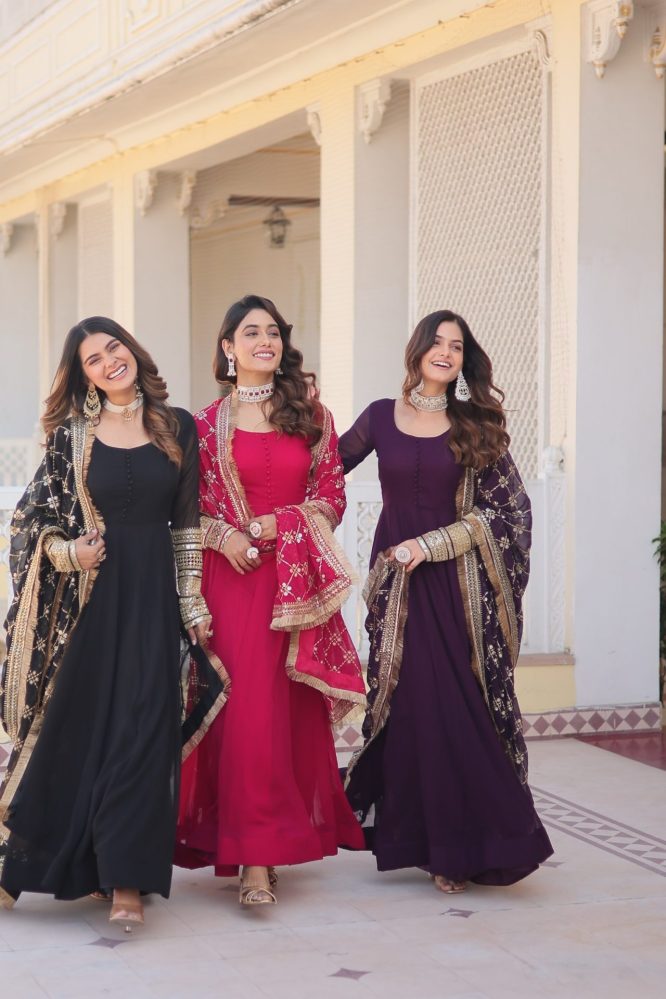 Blossom Elegance Gown with Dupatta