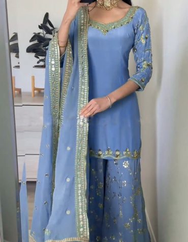Midnight Glam Kurti Palazzo Dupatta Set