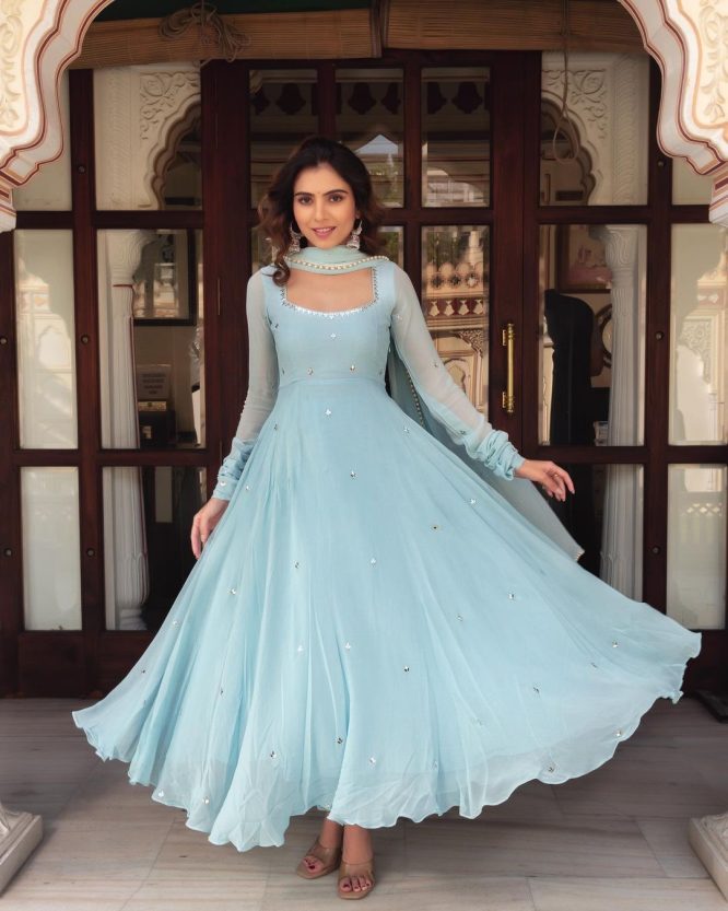 Aqua Grace Anarkali Suit Set