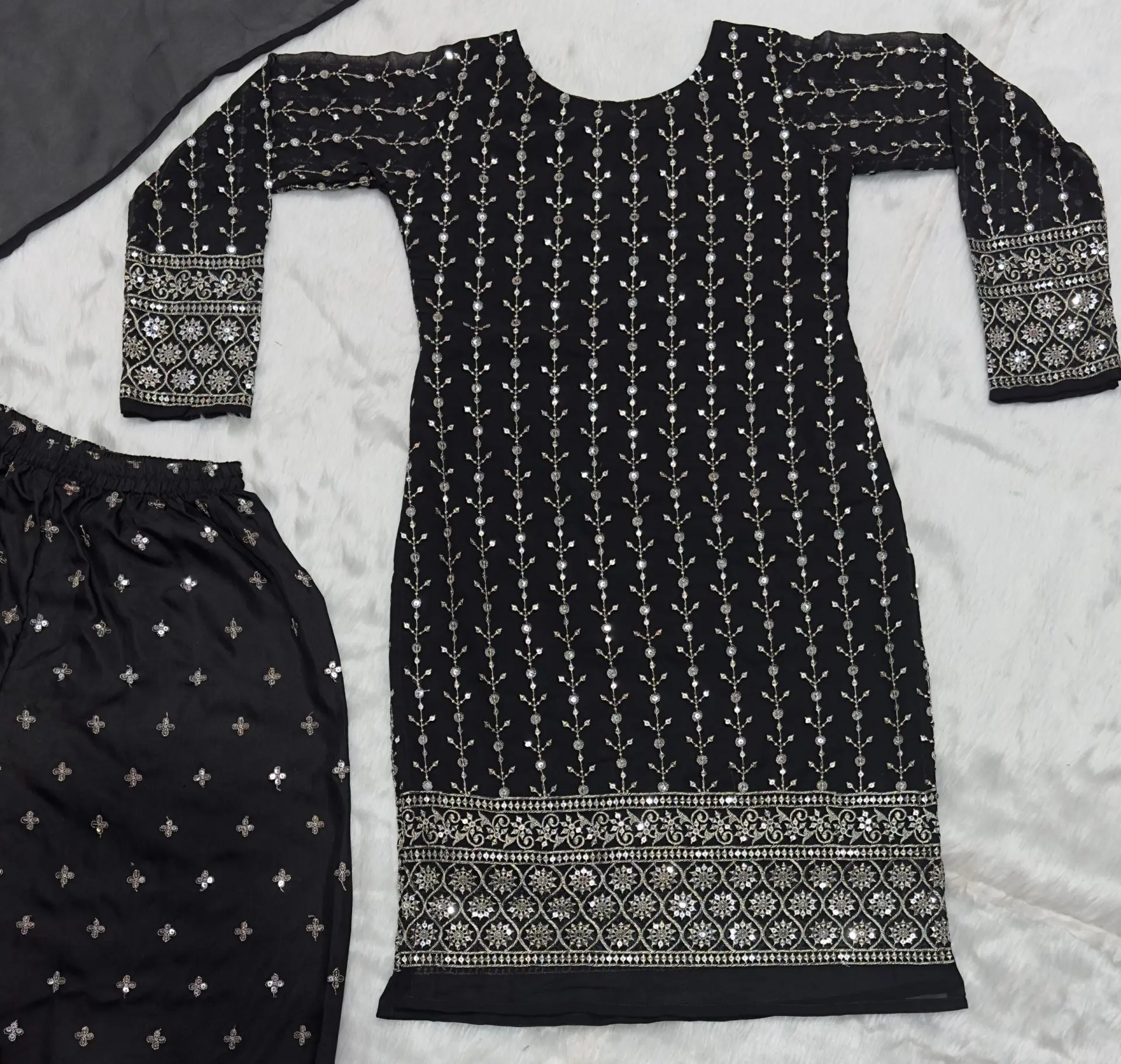 Shabnam Noir Embroidered Suit Set