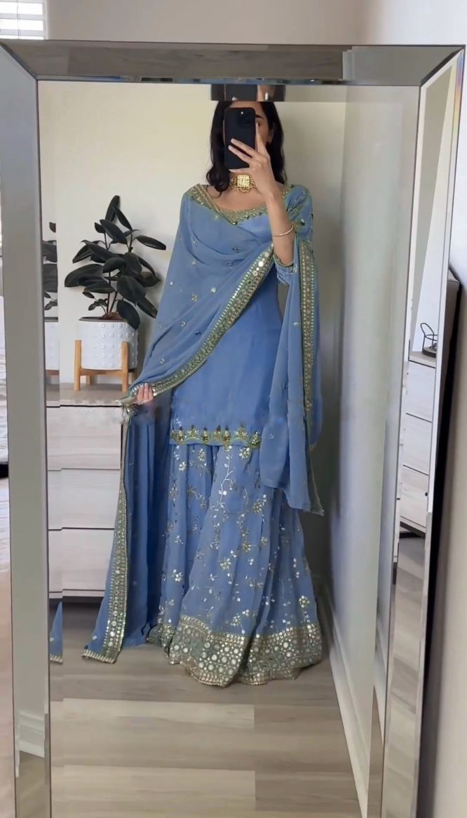 Midnight Glam Kurti Palazzo Dupatta Set