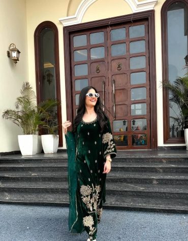 Emerald Gold Velvet Suit Set