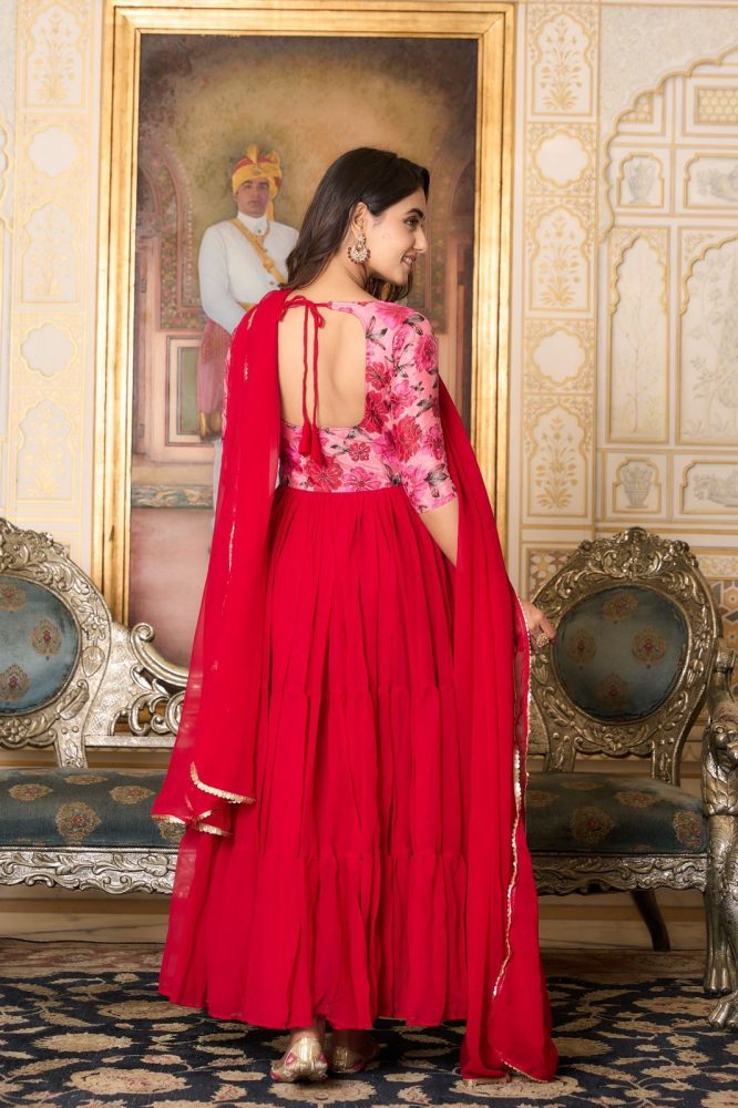 Elegant Floral Fusion Anarkali Gown Set