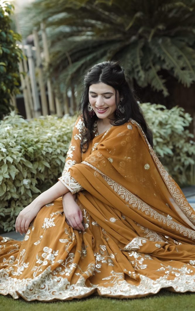 Amber Elegance Floral Anarkali Suit