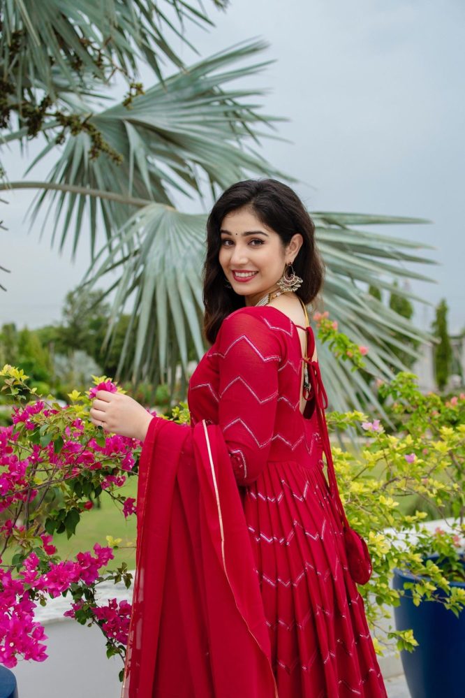 Crimson Elegant Anarkali Suit