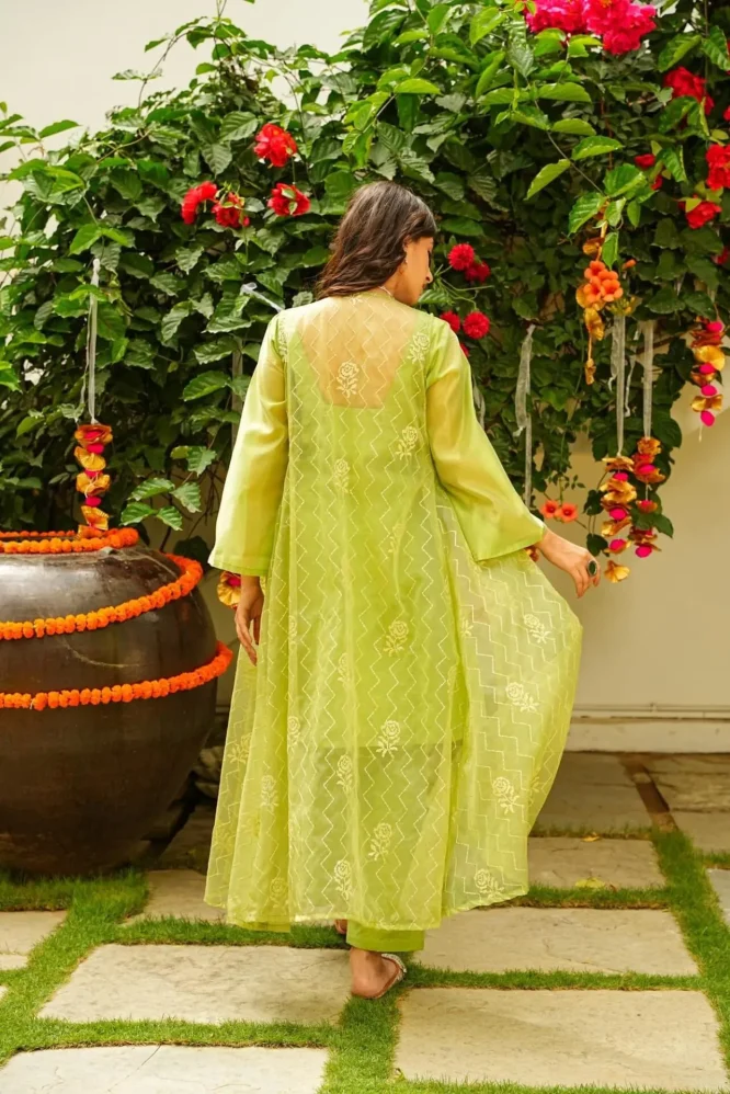 Versatile Green Jacket with Kurta