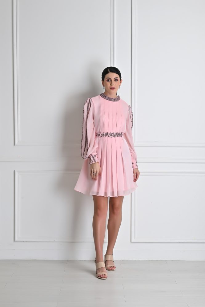Barbie Pink 3D Flower Hand Embroidered Luxury Dress