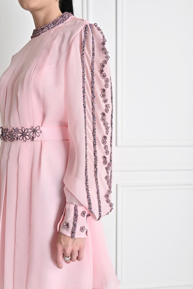 Barbie Pink 3D Flower Hand Embroidered Luxury Dress