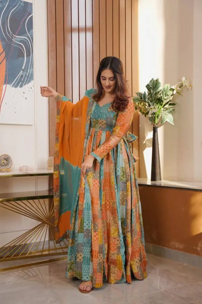 Multicolor Rayon Suit Set