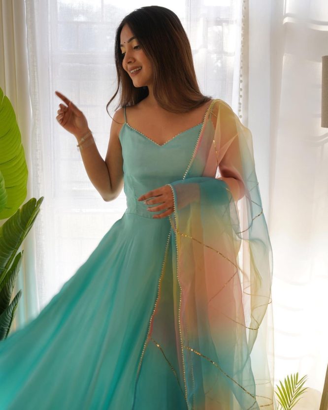 Flair On Chinnon febric with inner and Dupatta