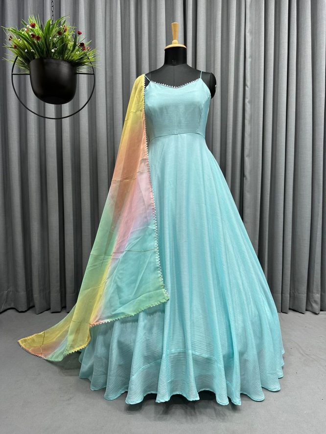 Flair On Chinnon febric with inner and Dupatta