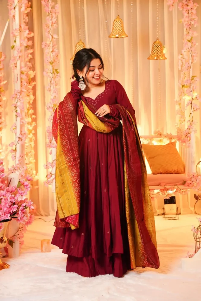 Aarohi Maroon Muslin Set