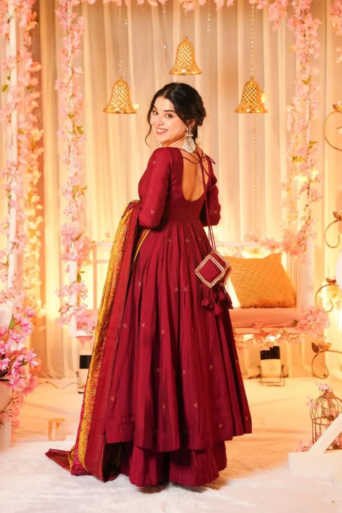 Aarohi Maroon Muslin Set