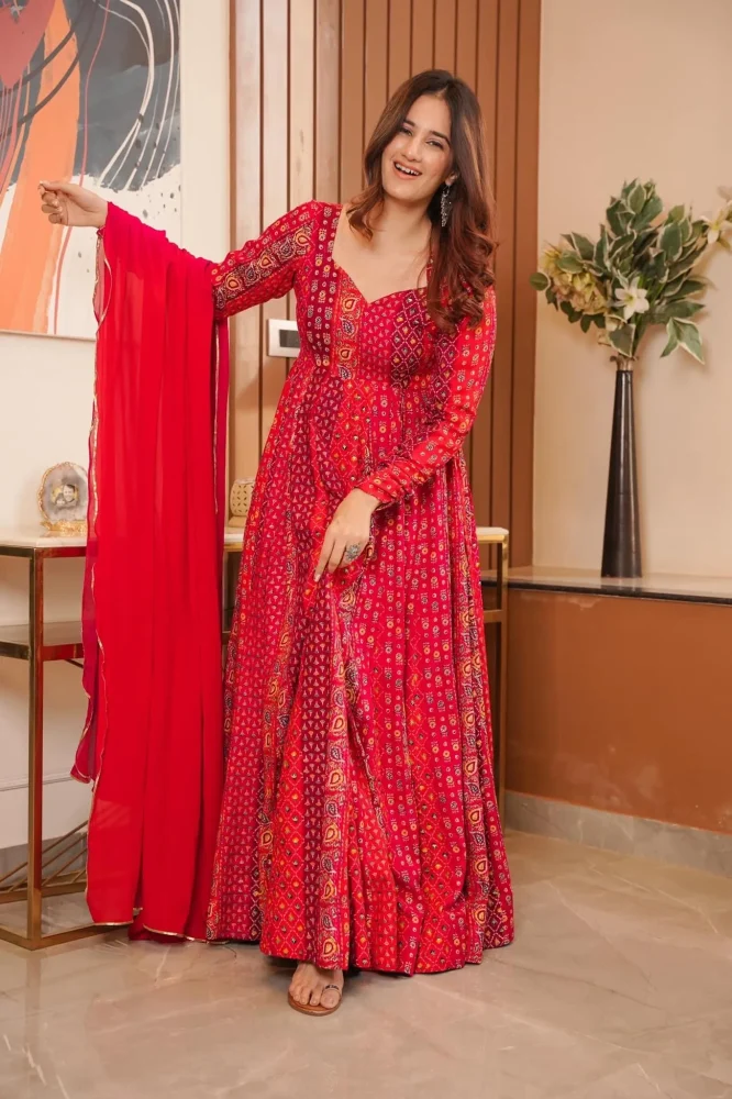 Amaira Scarlet Red Maxi Set in Rayon