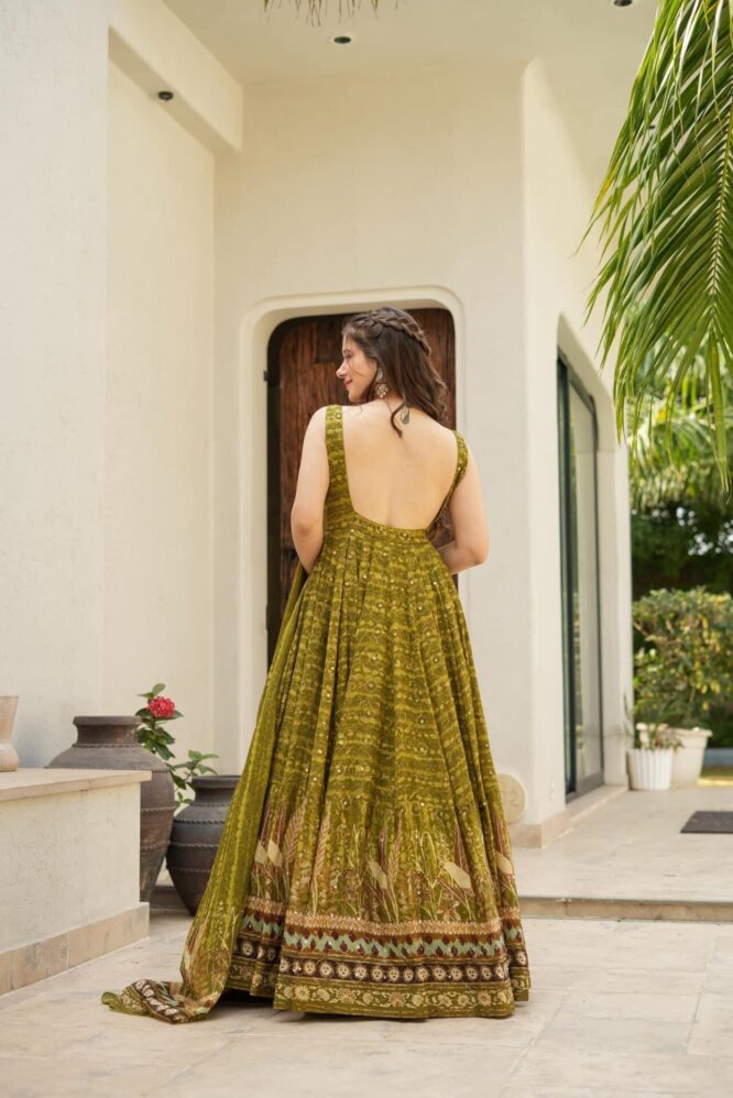 Gathika green heavy worked maxi set